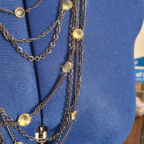Layered Chrome Necklace &Yellow Stone Accents *ALL reasonable offers Accepted* - Picture 3 of 3